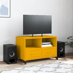 vidaXL Meuble TV jaune moutarde 68x39x43 5 cm acier