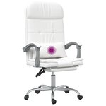 vidaXL Fauteuil de massage inclinable de bureau Blanc Similicuir