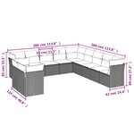 vidaXL Salon de jardin 11 Pièces avec coussins gris clair résine tressée