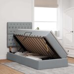vidaXL Lit avec rangement et matelas Gris clair 100 x 200 cm Polyester