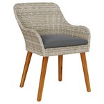 vidaXL Chaises de jardin avec coussins 2 Pièces Gris clair Rattan synthétique