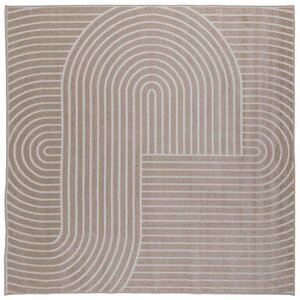 vidaXL Tapis de surface Carré HUARTE Beige 120 x 120 cm Polyester