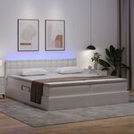 vidaXL Lit avec rangement et LED avec matelas Blanc pur 200 x 200 cm