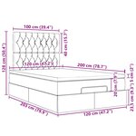 vidaXL Cadre de lit ottoman et matelas gris clair 120x200 cm velours
