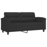 vidaXL Ensemble de canapés 2 Pièces avec coussins Noir Tissu microfibre