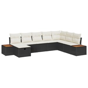 Set de canapé de jardin vidaXL 8 pièces avec coussins noir poly rattan