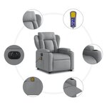 vidaXL Fauteuil inclinable de massage électrique Gris clair Tissu