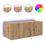 Buffet TV vidaXL avec lumières LED Chêne Artisan 80x35x31 cm