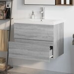 vidaXL Meuble lavabo avec bassin intégré Sonoma gris Bois d'ingénierie