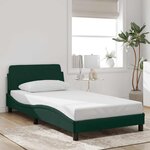 vidaXL Cadre de lit Dover vert foncé 100x200 cm velours
