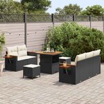 vidaXL Ensemble de canapé de jardin 10 Pièces Noir et Crème polyrotin