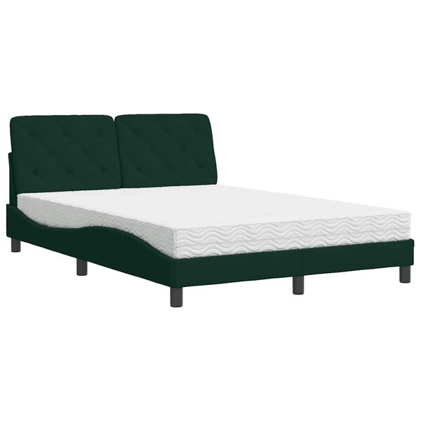 vidaXL Lit avec matelas vert foncé 120x200 cm velours