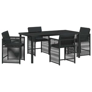 vidaXL Ensemble de salle à manger pour jardin 5 Pièces Noir polyrotin
