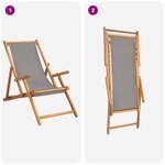 vidaXL Chaise de plage Gris clair Bois de teck massif