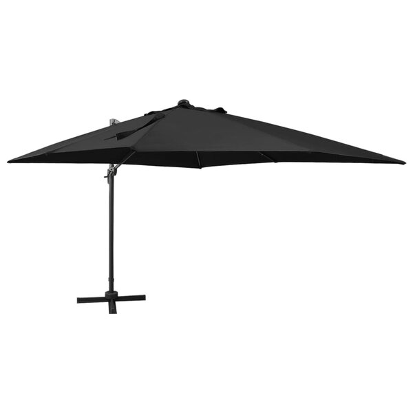 vidaXL Parasol déporté avec mât et lumières LED Noir 300 cm