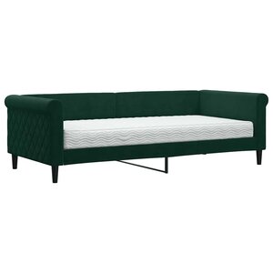 vidaXL Lit de jour avec matelas vert foncé 90x200 cm velours