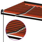 vidaXL Auvent automatique capteur de vent LED 450x350 cm Orange marron