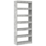 vidaXL Bibliothèque Gris béton 80 x 30 x 198 cm Bois d'ingénierie