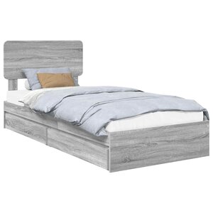 vidaXL Lit de Rangement Gris Sonoma 75 x 190 cm Bois d'ingénierie