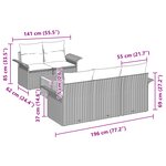 vidaXL Ensemble de Canapé de Jardin 6 Pièces avec Coussins Beige Poly Rotin Acacia