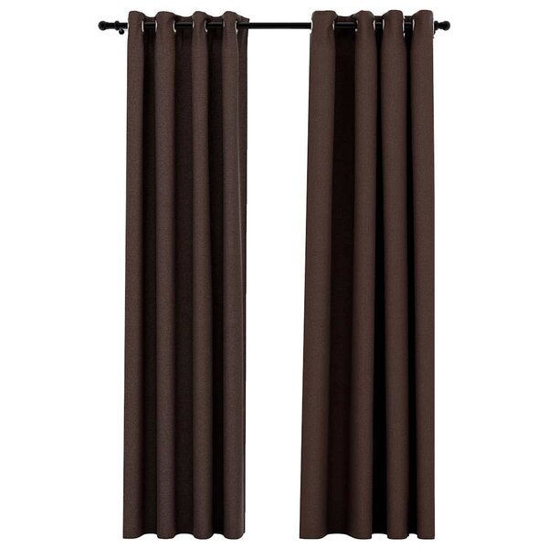 vidaXL Rideaux occultants Aspect lin avec œillets 2Pièces Taupe 140x225cm