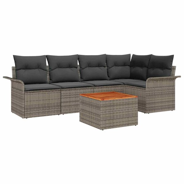 vidaXL Ensemble de canapé de jardin 6 Pièces Gris Poly rotin