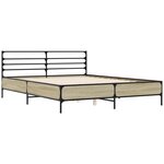 vidaXL Cadre de lit chêne sonoma 150x200 cm bois d'ingénierie et métal