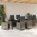 vidaXL Set de dîner de jardin 7 pièces avec coussins gris en rattan