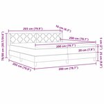 vidaXL Lit à ressorts Marron foncé et Blanc 200 x 200 cm Tissu