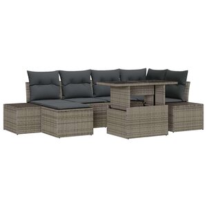 vidaXL Ensemble de canapé de jardin avec coussin 7 Pièces Gris