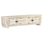 vidaXL Meuble TV Blanc 140x30x35 cm Bois massif de manguier