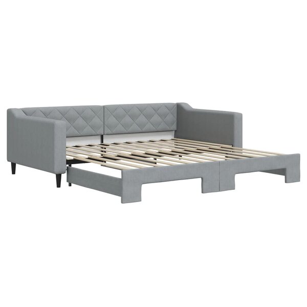 vidaXL Lit de jour avec lit gigogne gris clair 100x200 cm tissu