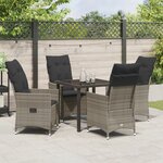 vidaXL Ensemble de salle à manger de jardin 5 pièces avec coussins gris en poly rattan
