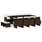 vidaXL Ensemble à manger de jardin avec coussins 13 Pièces marron rotin