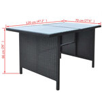 vidaXL Ensemble à manger d'extérieur 6Pièces coussins résine tressée noir