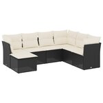 vidaXL Salon de jardin 7 Pièces avec coussins noir résine tressée