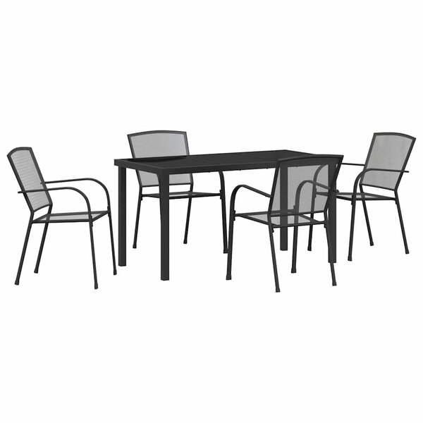 vidaXL Ensemble de salle à manger pour jardin 5 Pièces Anthracite Acier
