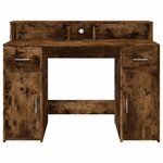 Bureau table poste de travail meuble d'ordinateur informatique étude et lumières LED chêne fumé 120 x 55 x 91 cm bois d'ingénierie brun 02_0023782