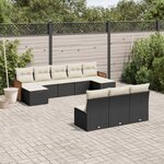 vidaXL Salon de jardin 10 Pièces avec coussins noir résine tressée