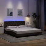 vidaXL Cadre de lit avec LED sans matelas marron foncé 180x200cm tissu
