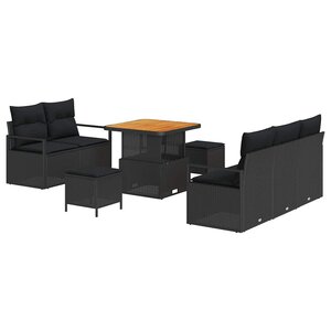 vidaXL Ensemble de canapé de jardin avec coussin 8 Pièces Noir