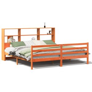 vidaXL Lit bibliothèque sans matelas cire marron 200x200cm bois massif