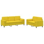 vidaXL Ensemble de canapés 2 Pièces avec coussins jaune velours