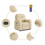 vidaXL Fauteuil de massage inclinable Crème Tissu