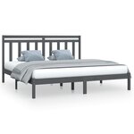 vidaXL Cadre de lit Gris Bois massif 200x200 cm