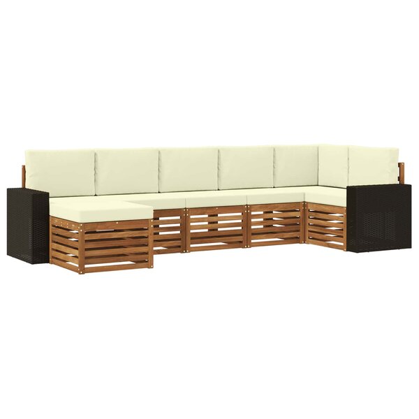 vidaXL Ensemble de canapé d'angle avec coussin 7 Pièces Naturel et Crème