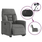 vidaXL Fauteuil inclinable électrique gris foncé tissu microfibre