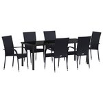 vidaXL Ensemble de salle à manger de jardin 7 pièces en rattan poly noir