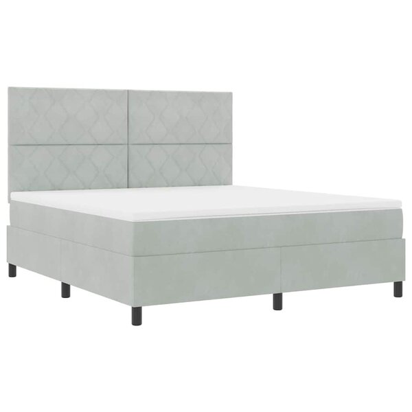 vidaXL Lit à ressorts avec matelas Gris clair 180 x 200 cm Velours