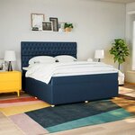 vidaXL Sommier à lattes de lit avec matelas Bleu 180x200 cm Tissu